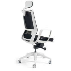 Krzesło biurowe z zagłówkiem BESTUHL J17 series - rama biała, różne kolory tapicerki